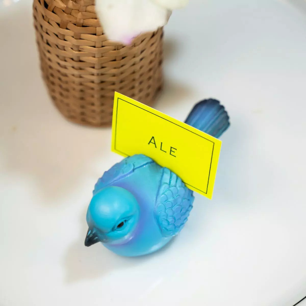 Kit Marcador de Lugar Pássaro Azul Resina 7 x 3,30 x 3,90cm