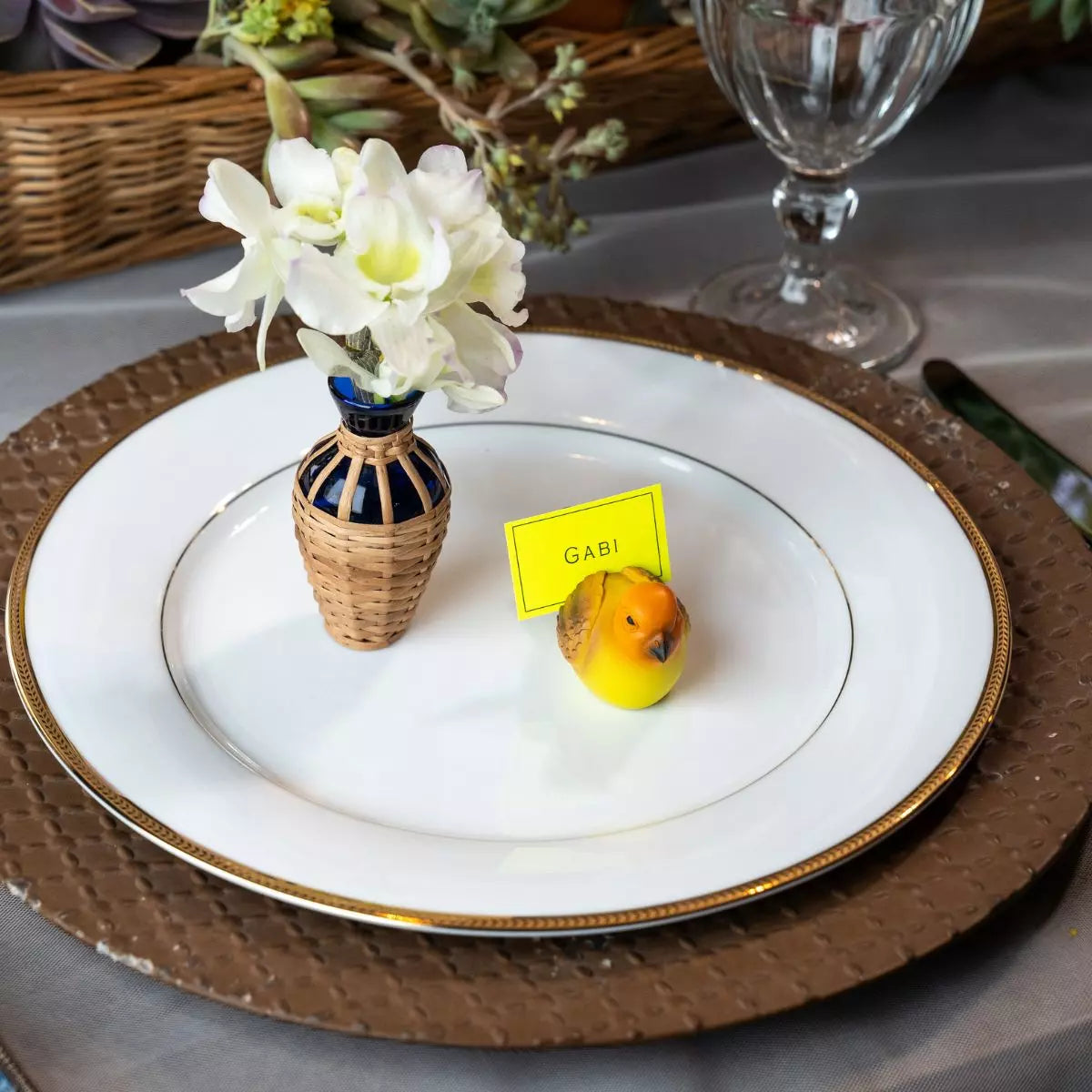 Kit Marcador de Lugar Pássaro Colorido Resina 7 x 3,30 x 3,90cm