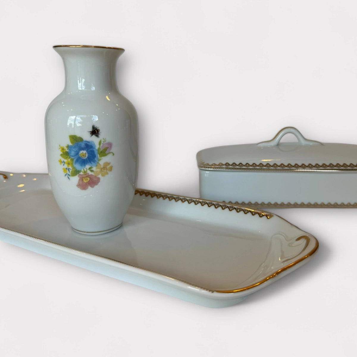 Vaso de mesa Porcelana Filete Ouro 8 x 15,50cm