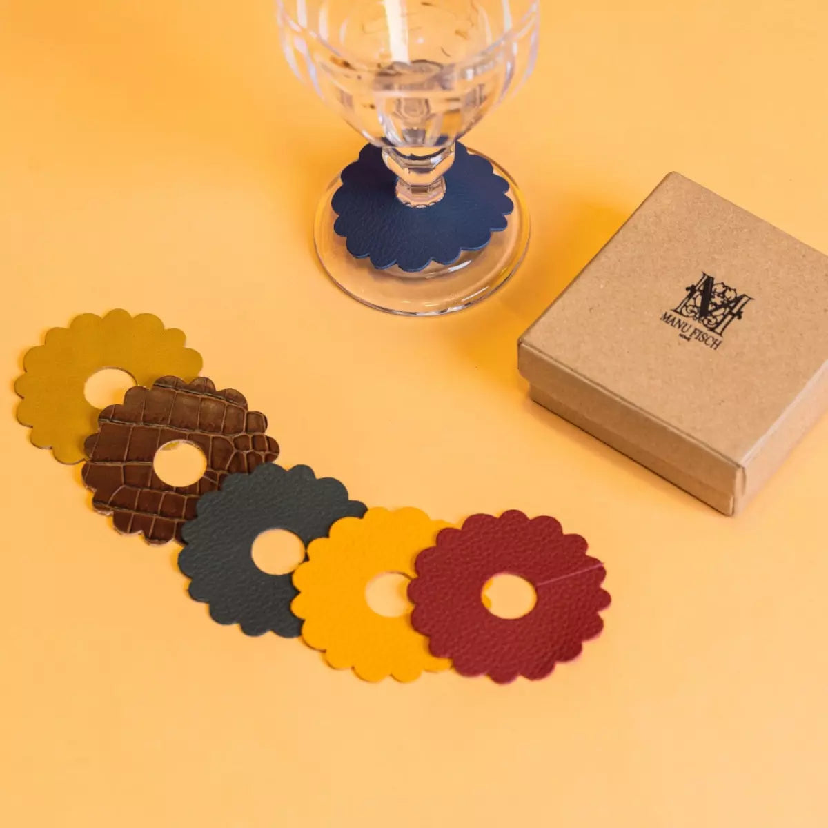 Kit Marcador de Taça e Copo Inverno Couro 6cm