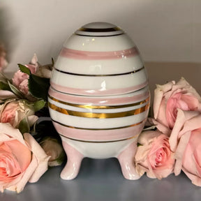 Porta-Joia Porcelana Ovo Rosa 5,50 x 8cm