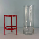 Kit Vaso de Mesa e Suporte de Metal Vermelho