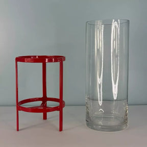 Kit Vaso de Mesa e Suporte de Metal Vermelho