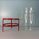 Kit Vaso de Mesa e Suporte de Metal Vermelho