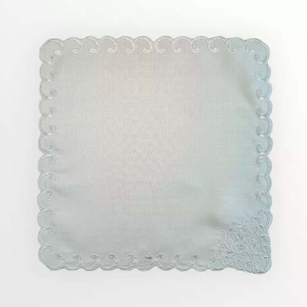 Guardanapo Branco Arabescos Poliéster e Renda  48 x 48cm