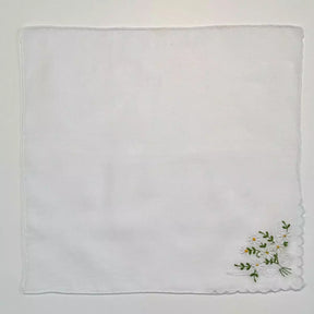 Toalha de Lavabo Branco Linho e Bordado Floral 31 x 31cm