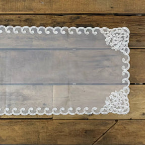 Caminho de mesa Tule e Renda Off White  42 x 170cm