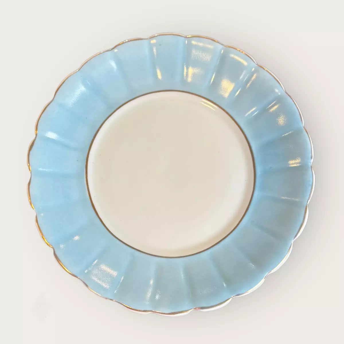 Prato Sobremesa Porcelana Azul Filete Ouro 19,50 x 2cm