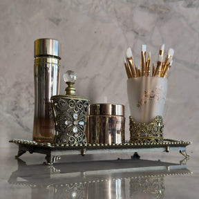 Porta-Pincel/Escova Metal Dourado 11,50 x 7,50cm
