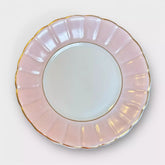 Prato Sobremesa Porcelana Rosa Filete Ouro 19,50 x 2cm