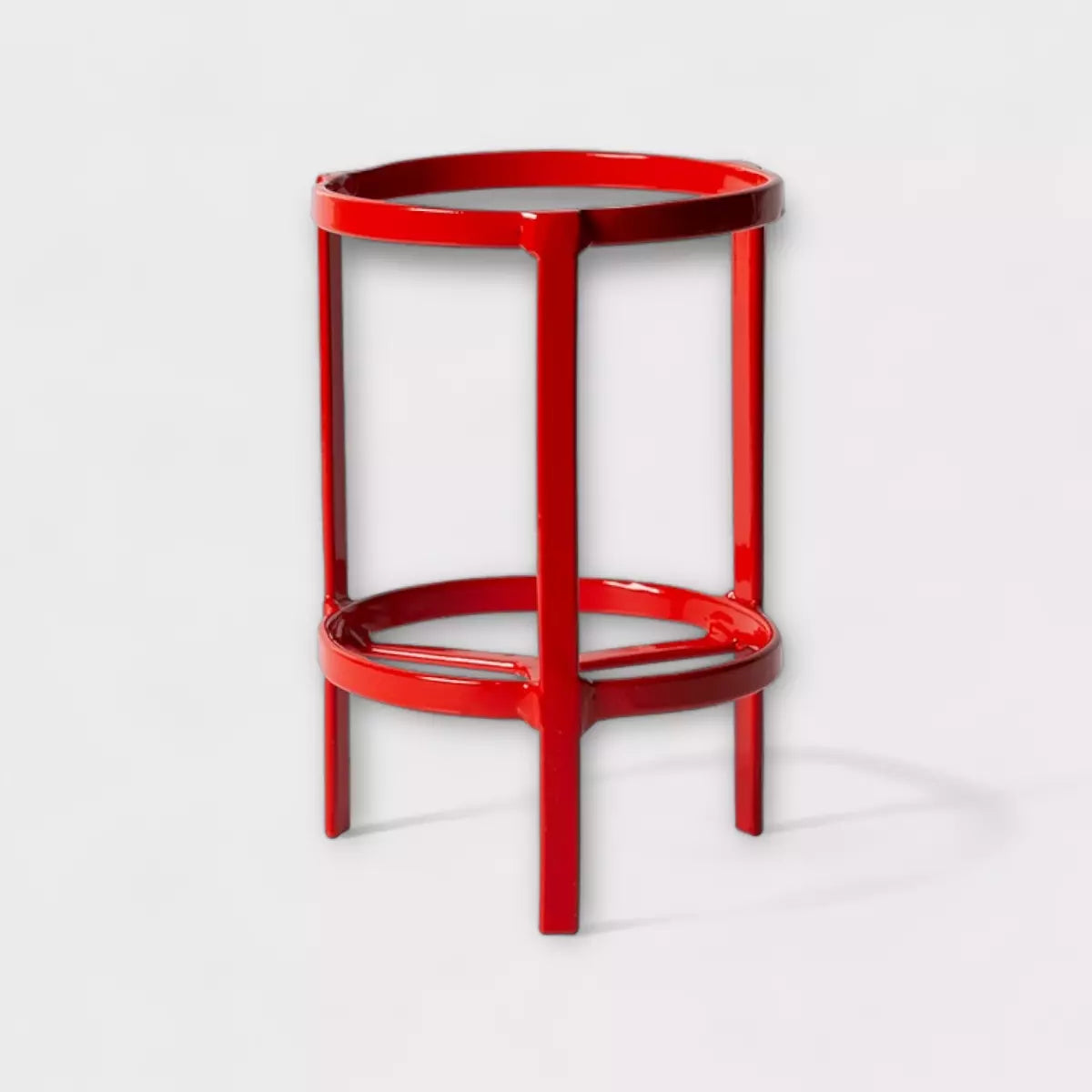 Kit Vaso de Mesa e Suporte de Metal Vermelho