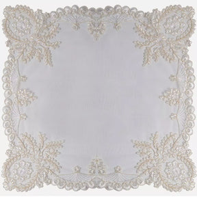 Guardanapo Off White Arabescos Tule e Renda  48 x 48cm